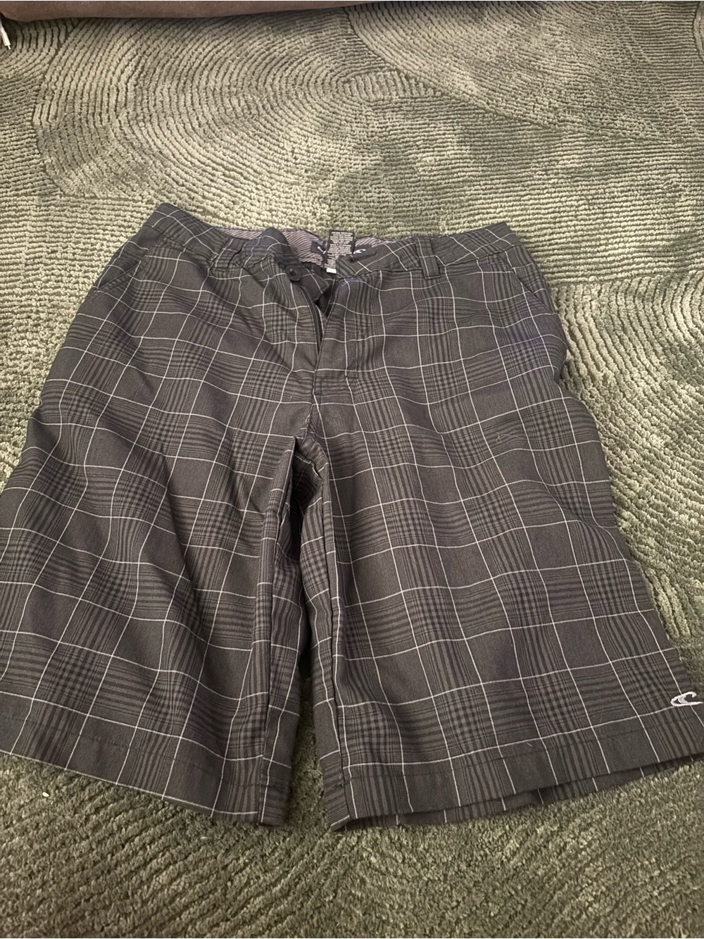 O'Neill Men's Gray Plaid Flat Front Shorts